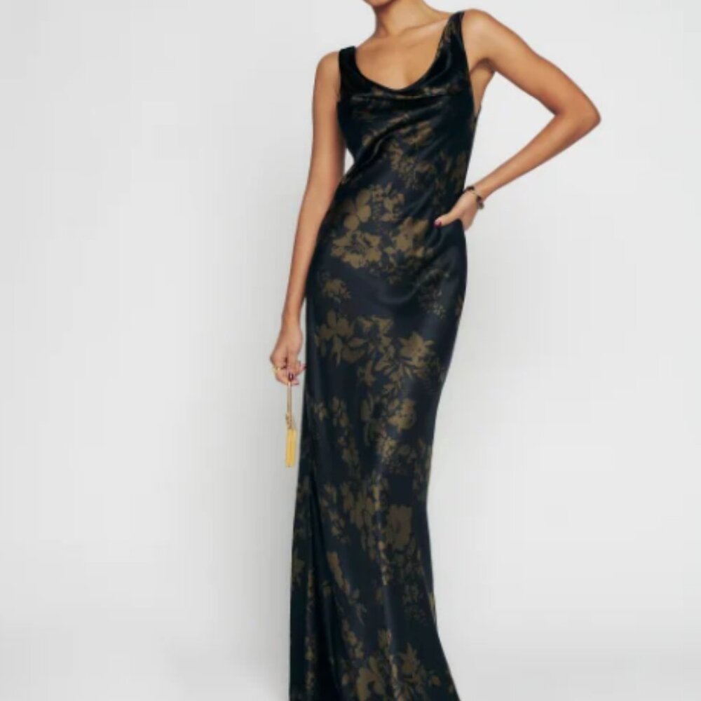 Reformation Annabelle Silk Dress Night Garden